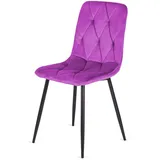 GTM Design Esstisch Stühle - Modern Polster Küchenstühle - Elegant Velours Stühle für Esszimmer und Küche - Pflegeleicht Stuhl 1 Stück - Lila - Schwarz Beine