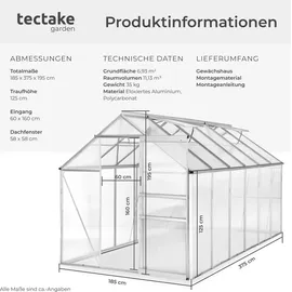 Tectake Gewächshaus Alu HKP 4 mm 6,93 m2