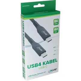InLine USB4 Kabel, USB-C Stecker/Stecker, 8K60Hz, schwarz, 0,5m