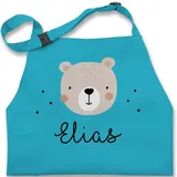 Kinderschürze Schürze Kinder Jungen Mädchen - Süßer Heller Bär Bärenmotiv Bären Bear - 2-6 Jahre - Türkis - kinderkochschürzen teddy bärchen verstellbar name teddybär für jungs - 2-6 Jahre