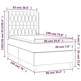 vidaXL Boxspringbett 90 x 190 cm Dunkelgrün