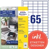 Avery Zweckform 3666-10 Universal-Etiketten 38 x 21.2 mm auf A4, bedruckbare Absenderetiketten, selbstklebende Adressetiketten mit ultragrip, ideal fürs HomeOffice) 10 Blatt, Weiß 650 St. Permanent haftend Tintenstrahldrucker, Laserdrucker,