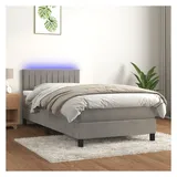 vidaXL Boxspringbett mit Matratze & LED Hellgrau 80x200 cm Samt