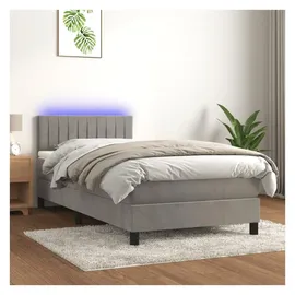 vidaXL Boxspringbett mit Matratze & LED Hellgrau 80x200 cm Samt