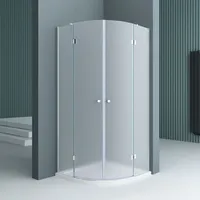 doporro Viertelkreisdusche Duschkabine 90x90x190cm Duschabtrennung ESG-Sicherheitsglas Satiniert inkl. Easy-Clean-Beschichtung - Satiniert