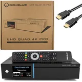 GigaBlue UHD Quad 4K Pro - E2 TWIN SAT FBC 2xDVB-S2 Receiver + 1 TB Festplatte + OpenATV 7.5
