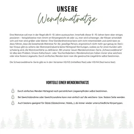 schwarzwaldmarie Eva 7-Zonen-Taschenfederkern mit 400 Federn, Wendefunktion und Viscoauflage, Größe: 140 x 200 cm, Härtegrad: Soft – Mittelfest