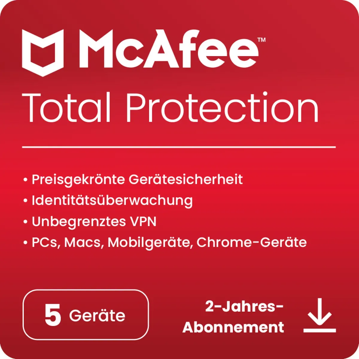 Preisvergleich Produktbild McAfee Total Protection 5 Geräte - 2 Jahre Software