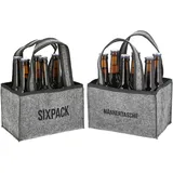 Novaliv 2er Set Flaschenträger 6 Flaschen Bierträger MÄNNERTASCHE & Sixpack Männerhandtasche Filz Herrenhandtasche Bier Flaschentasche 22,5x15x14cm (LxBxH)