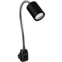 Ledscom.de GU10 Steckdosenlampe WAIKA Schwanenhals, Schalter, schwarz inkl. GU10