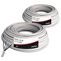 siwitec NYM-Kabel, 3x1,5, 3x2,5, 5x1,5, 5x2,5, 50m, 100m (2x50m Ring) Stromkabel, NYY-Kabel, (10000 cm), Universell einsetzbar, 5-adrig, Polyvinylchlorid, Made in Germany