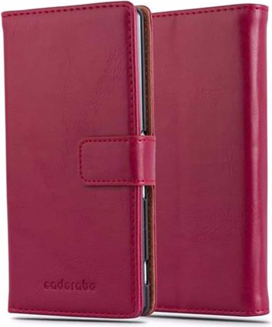 Cadorabo Book Luxury Cover (Sony Xperia Z4), Smartphone Hülle, Rot
