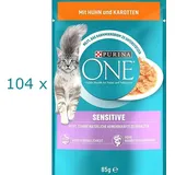 (€ 10,37/kg) Purina ONE Sensitive mit Huhn & Karotten in Sauce - 104 x 85 g