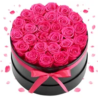 Vevor 27 Stk. Ewige Rosen in runder Box, konservierter Blumenstrauß, Blumen Geschenkbox für ihre Frau, Mütter, Liebespartner, zur Hochzeit, zum Muttertag, Valentinstag, Weihnachten, Rosenrot