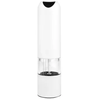 JUSTINUS Pfeffer-/Salzmühle LIFESTYLE, Weiß - Transparent - Kunststoff - mit Keramikmahlwerk - H 21 cm - batteriebetrieben