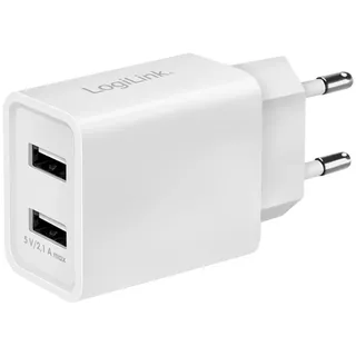 Logilink USB Steckdosenadapter 2 x USB Port 10,5 W weiß