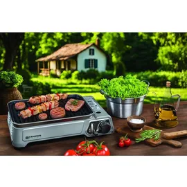 Kemper Smart BBQ tragbarer Gasgrill silber