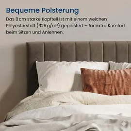 home collective Polsterbett 140x200 cm mit Stauraum und Lattenrost Doppelbett mit hydraulischem Bettkasten Gepolstertes Bett Bed Stauraumbett Stabiler Bettrahmen |... - Bronze