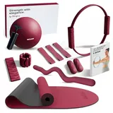 NEOLYMP Pilates Set für Zuhause – E-Book Größe Pro Berry in Bunt Pro mit Matte und SZ Stange