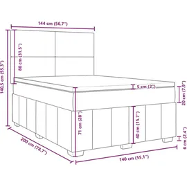 vidaXL Boxspringbett mit Matratze Taupe 140x200 cm Stoff