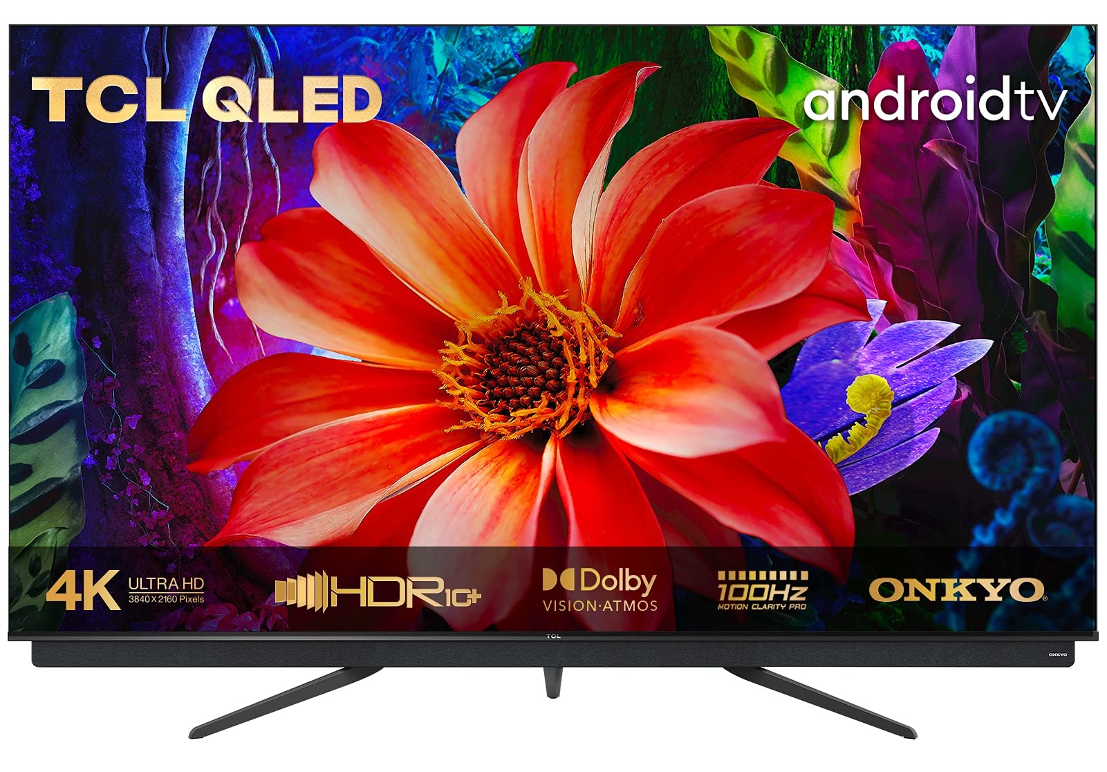 TCL 65C815 QLED Fernseher (65 Zoll) Smart TV (4K Ultra HD, HDR 10+, Triple Tuner, Android TV, Dolby Vision Atmos, integrierte ONKYO Soundbar, 120Hz Motion Clarity, Google-Assistent & Alexa)