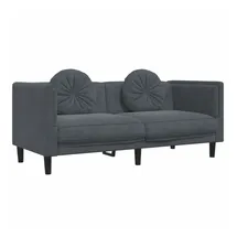 vidaXL Sofa mit Kissen 2-Sitzer Dunkelgrau Samt