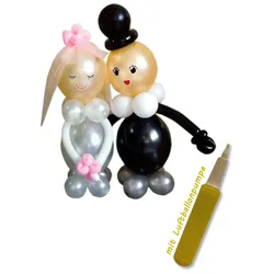 DIY Ballonfigur Hochzeit (70cm) mit Luftballonpumpe gelb