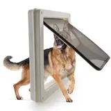 RUYICZB Hundeklappe Für Große Hunde, Wetterfeste Pet Door Für Katzen Und Hunde, Haltbare Katzenklappe, Snap-In Schließplatte Inklusive, Geeignet Für Innen- Und Außentüren,Weiß,L