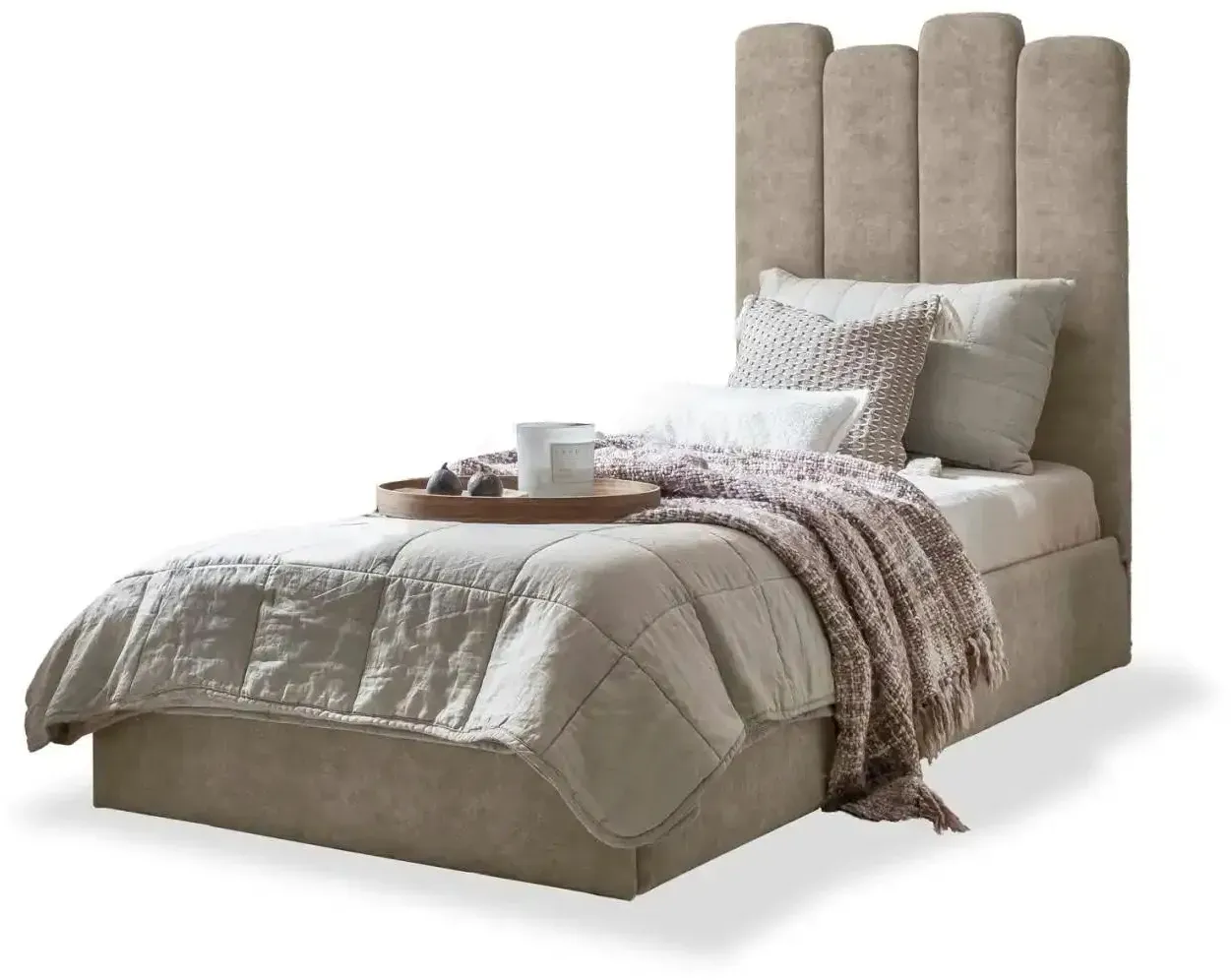 Miuform Polsterbett mit Bettkasten Dreamy Aurora , beige , Maße (cm): B: 97 H: 132