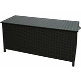 KYNAST Auflagenbox Rattanoptik schwarz 133x55 cm mit Rollen Gartenbox Kissenbox