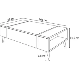 Lukmebel Couchtisch Onyx Loft auf Beinen Flagstaff Eiche - Braun/Schwarz