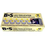 B & S 10er Set LED Teelichter Kerzen mit flackerndem Licht und Fernbedienung