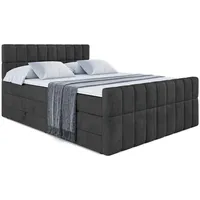 Altdecor Boxspringbett Schwarz, Holzwerkstoff, Höhe ca. 20 cm 160x200