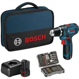 Bosch Professional Akku-Bohrschrauber GSR 12V-15 m. Akkus & 43 AC-Set in Tasche