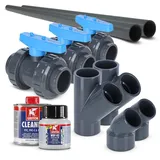 PVC-U Bypass Set 2 45° für Wärmepumpen Ø 50 mm Poolheizung Schwimmbecken Pool Heizung Erwärmung Wassererwärmung