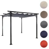 Pergola HWC-C42, Garten Pavillon, stabiles 6cm-Gestell + Schiebedach ~ 3,5x3,5m grau