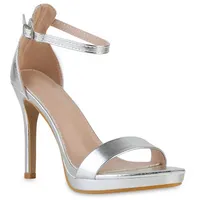 VAN HILL 841558 High-Heel-Sandalette Schuhe silberfarben 37 EU