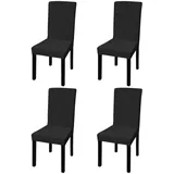 vidaXL Stuhlhusse Gerade Schwarz 4er Set