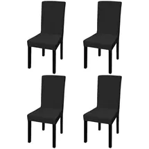 vidaXL Stuhlhusse Gerade Schwarz 4er Set
