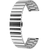 Kai Tian Horizontale Streifen Uhrenarmband 20mm Edelstahl Metall Armband Schnellverschluss Silber für Damen Herren