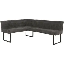 Mendler Eckbank HWC-O82, Esszimmerbank Bank, Öko-Tex (310g/m2) Chenille Stoff/Textil Metall 159x210cm ~ dunkelgrau