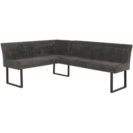 Mendler Eckbank HWC-O82, Esszimmerbank Bank, Öko-Tex (310g/m2) Chenille Stoff/Textil Metall 159x210cm ~ dunkelgrau