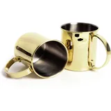 Echtwerk 2-teiliges Kupferbecher-Set, Bruchsichere Edelstahl-Gläser, Cocktail-Set, Cocktailgläser perfekt für Gin, Vodka, Bier und Kaltgetränke, Geschenkset, Gold-Edition, 1000 ml