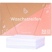 Brauzz Waschmittel Blätter Duftfrei - 32 Waschstreifen zum Wäsche waschen, vegane und wasserlösliche Waschblätter, Color Vollwaschmittel für bunte, weiße und schwarze Wäsche