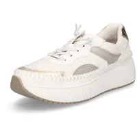 Marco Tozzi Damen Sneaker flach mit Schnürsenkeln Chunky-Sohle, Mehrfarbig (White/Gold), 40 EU