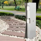 LEDINO Außen Steck Dose 2-fach Garten Strom Verteiler silber Veranda Energie Säule Ledino 11790000009015