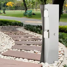 LEDINO Außen Steck Dose 2-fach Garten Strom Verteiler silber Veranda Energie Säule Ledino 11790000009015