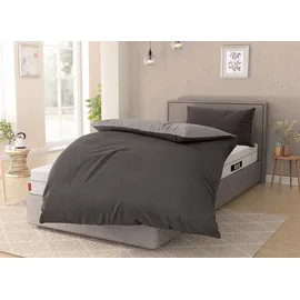 Bett1.de Bodyguard Flanell Silber/Anthrazit 155 x 220 cm + 40 x 80 cm
