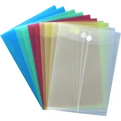 Dokumententaschen mit Klettverschluss A4 hoch, transparent farbig sortiert, aus PP - 10 Taschen