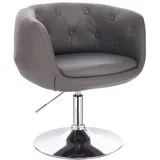 SVITA Panama Retro Loungestuhl Cocktailsessel Grau Kunstleder Tellerfuß Barstuhl